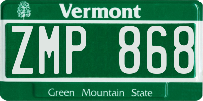 VT license plate ZMP868