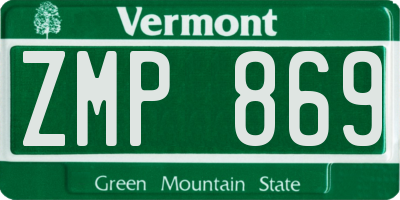 VT license plate ZMP869