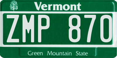 VT license plate ZMP870