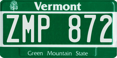 VT license plate ZMP872