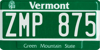 VT license plate ZMP875