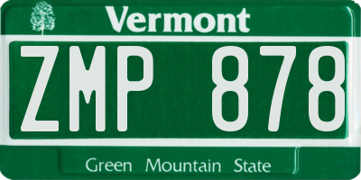 VT license plate ZMP878