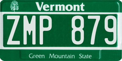 VT license plate ZMP879