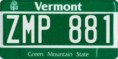 VT license plate ZMP881