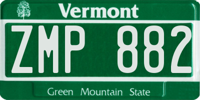 VT license plate ZMP882