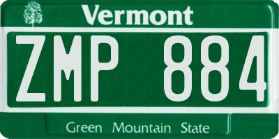 VT license plate ZMP884