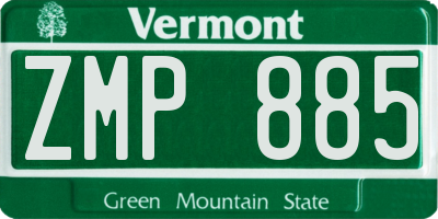 VT license plate ZMP885