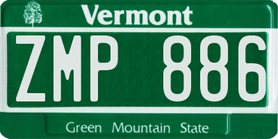 VT license plate ZMP886