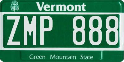 VT license plate ZMP888
