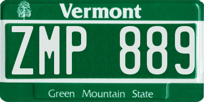 VT license plate ZMP889