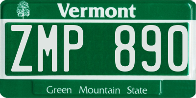 VT license plate ZMP890