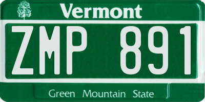 VT license plate ZMP891