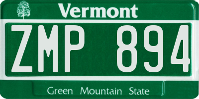 VT license plate ZMP894