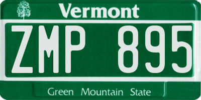 VT license plate ZMP895