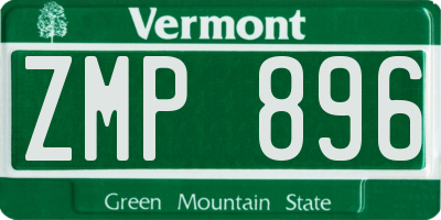 VT license plate ZMP896