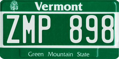 VT license plate ZMP898
