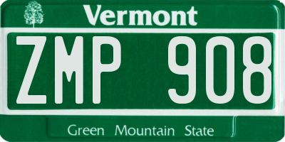 VT license plate ZMP908