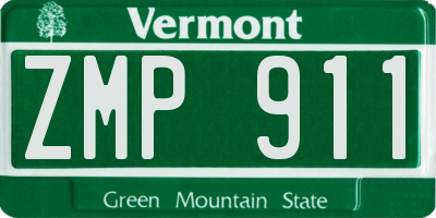 VT license plate ZMP911