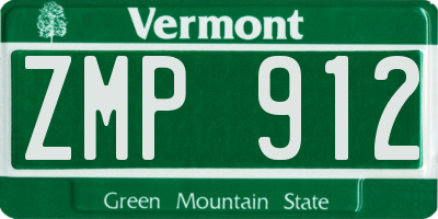 VT license plate ZMP912