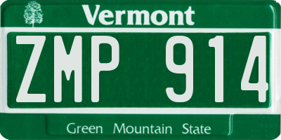VT license plate ZMP914