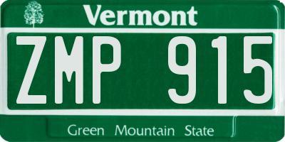 VT license plate ZMP915