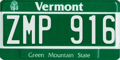 VT license plate ZMP916