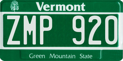 VT license plate ZMP920