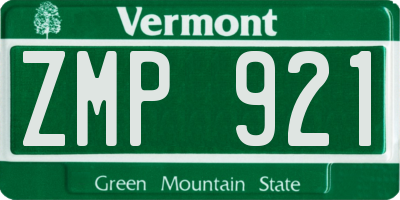 VT license plate ZMP921