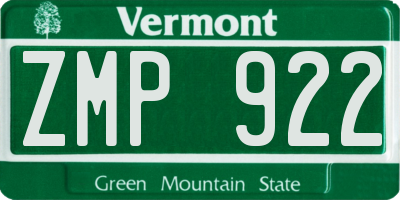 VT license plate ZMP922
