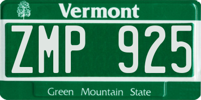 VT license plate ZMP925