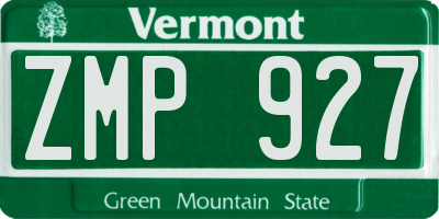 VT license plate ZMP927