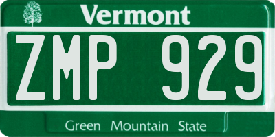 VT license plate ZMP929