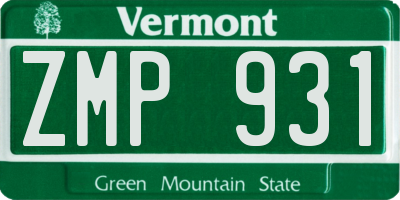 VT license plate ZMP931