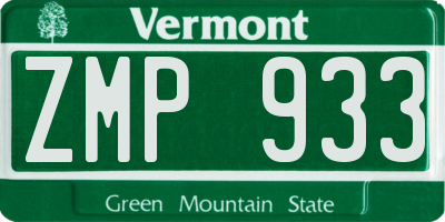 VT license plate ZMP933
