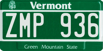 VT license plate ZMP936
