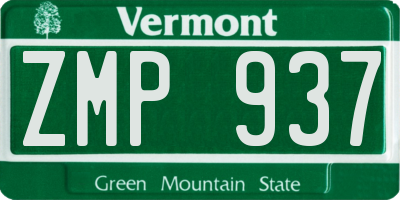 VT license plate ZMP937