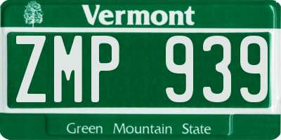 VT license plate ZMP939
