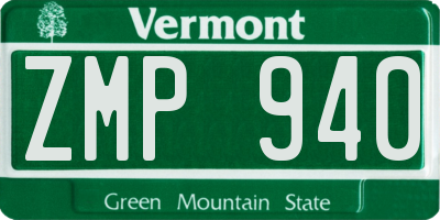 VT license plate ZMP940
