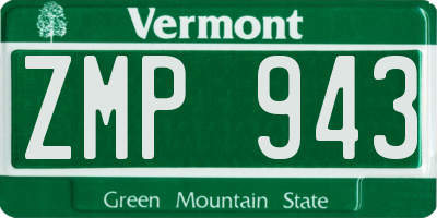 VT license plate ZMP943