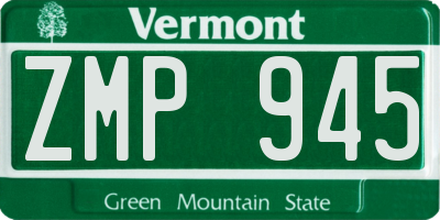 VT license plate ZMP945