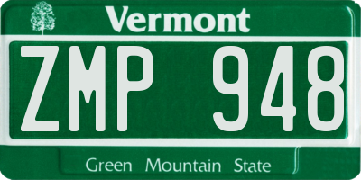 VT license plate ZMP948