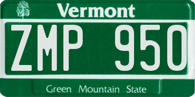 VT license plate ZMP950