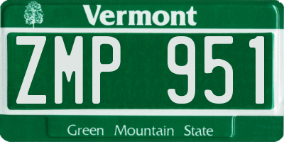 VT license plate ZMP951