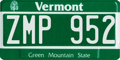 VT license plate ZMP952