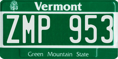 VT license plate ZMP953