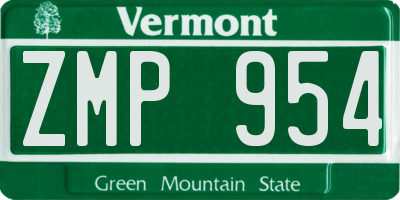 VT license plate ZMP954
