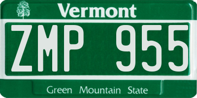VT license plate ZMP955