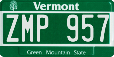 VT license plate ZMP957