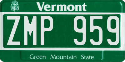 VT license plate ZMP959