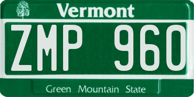 VT license plate ZMP960